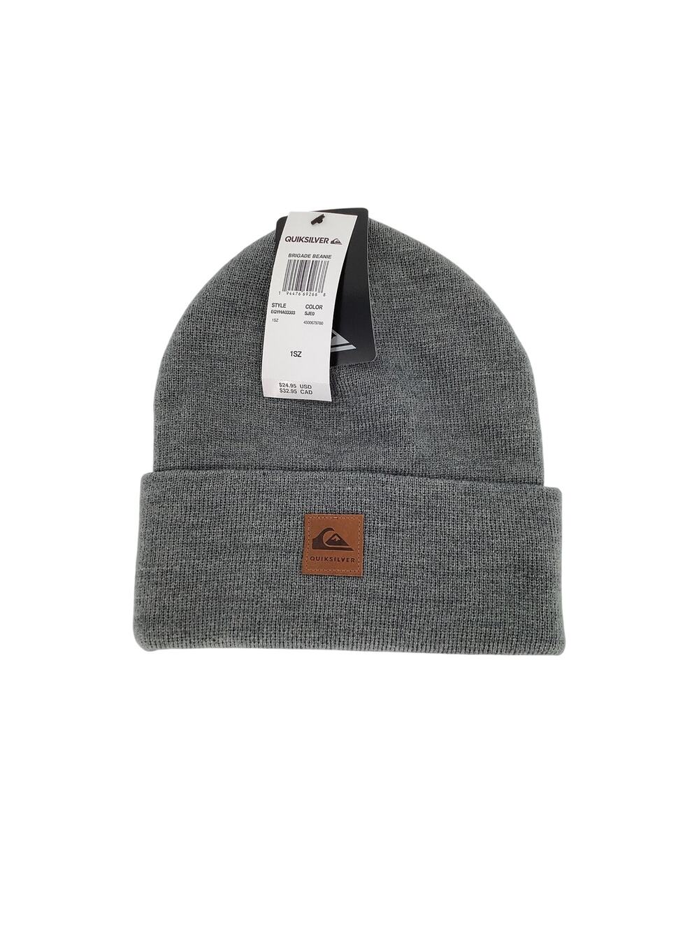 Quiksilver Men's Dark Heather Grey Brigade Folded Fit Winter Casual Beanie L22-1